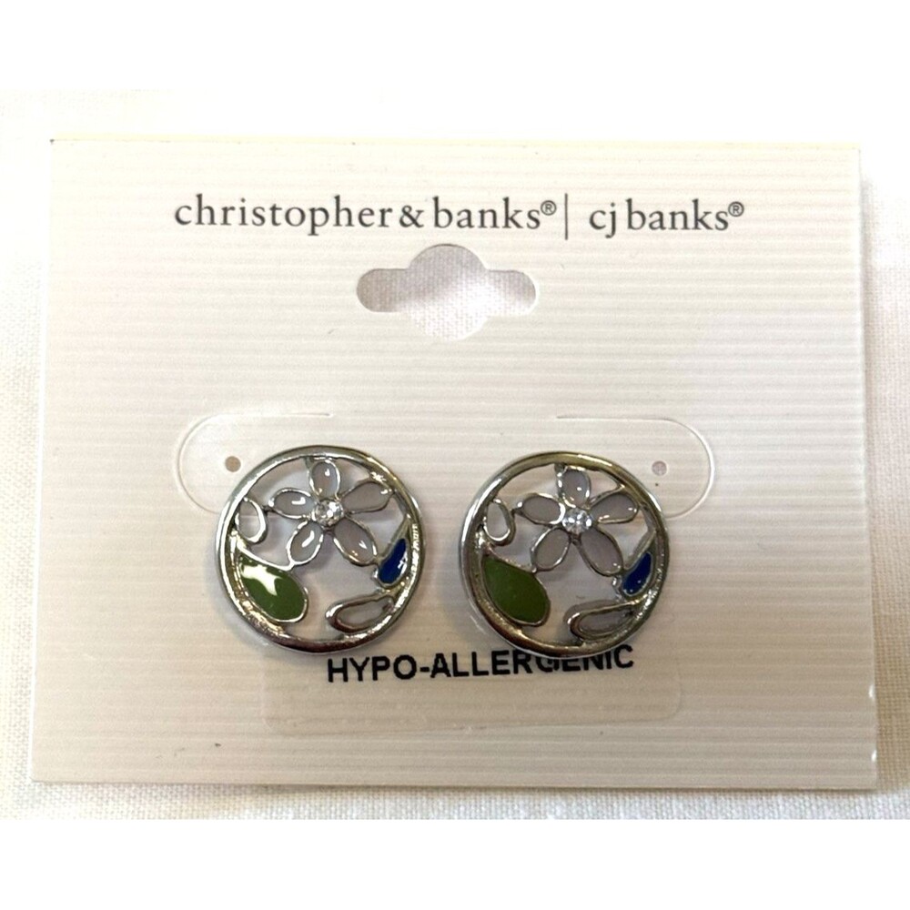 CJ Banks Hypo-Allergenic Floral Round Earrings NWT